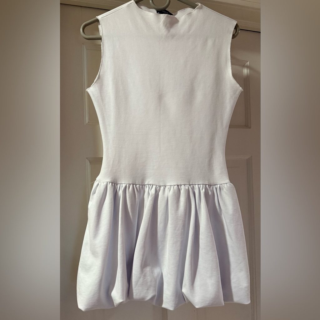 Aqua White Mini Dress With Bubble Hem